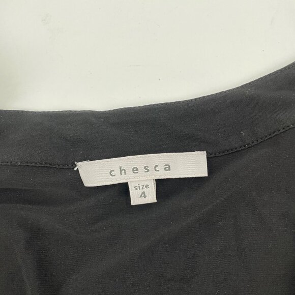 Chesca Black Woven Short Sleeve Shirt Womens Plus Size 20/22 Neutral Chic Modern - Picture 4 of 6